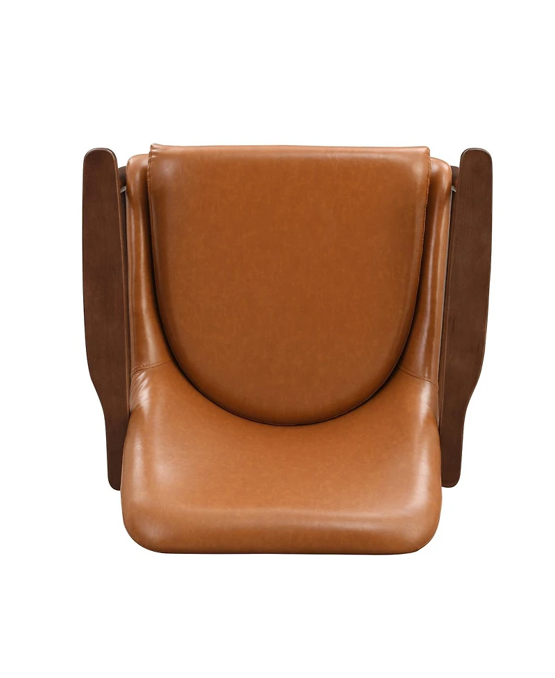 Streamdale Furniture Mid-Century Faux Leather Accent Chair with Cushioned Seat and Solid Wood Frame