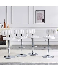 Streamdale Furniture Set of 2 Pu Leather Adjustable Bar Stools with Base & Footrest