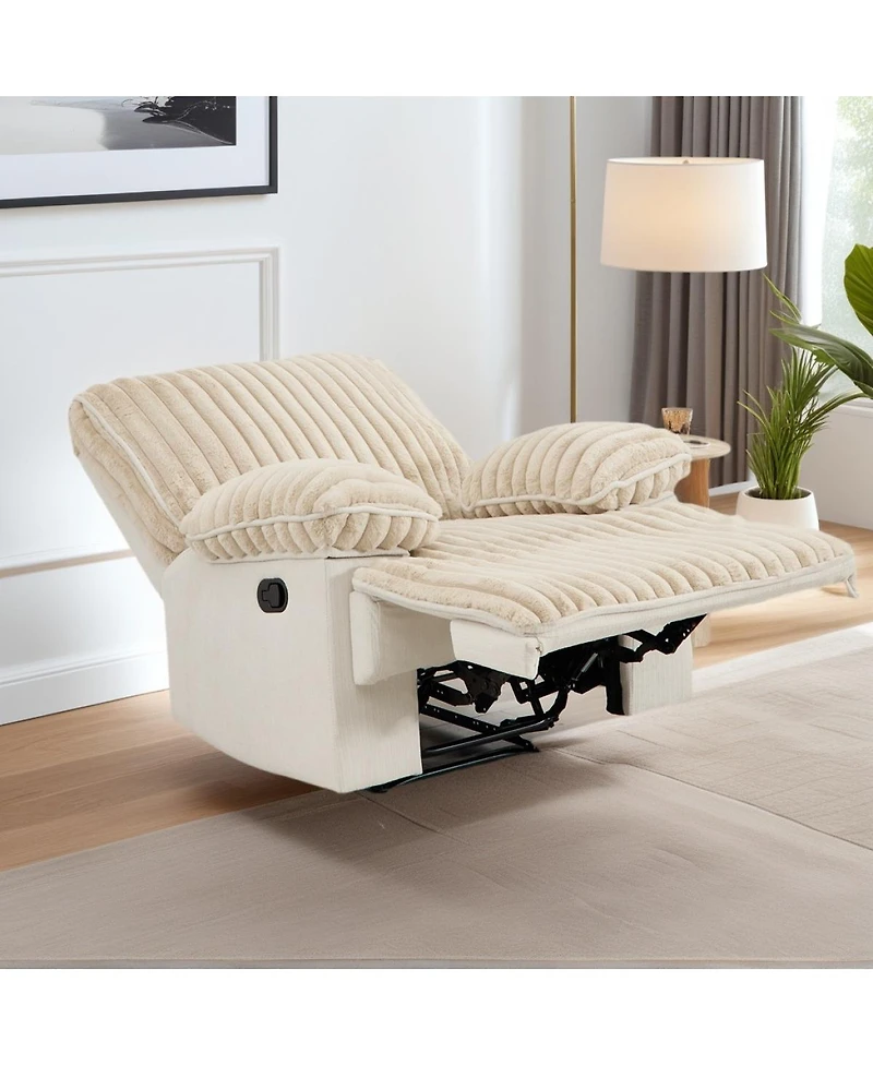 Streamdale Furniture Manual Reclining Loveseat, Faux Fur Recliner Sofa with Hidden Cup Holders