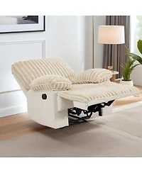 Streamdale Furniture Manual Reclining Loveseat, Faux Fur Recliner Sofa with Hidden Cup Holders