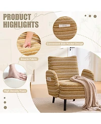 Streamdale Furniture Modern armchair with sanded fabric, side pocket, solid wood legs