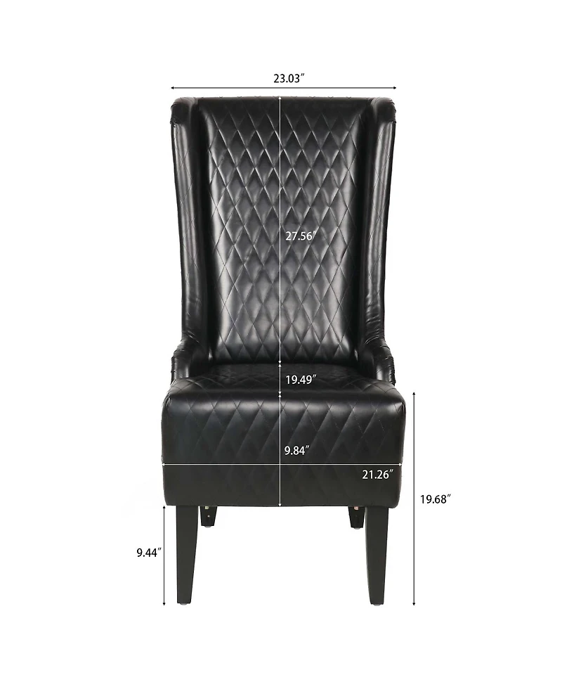 Streamdale Furniture Faux Leather High-Back Accent Chair with Wooden Legs