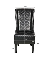 Streamdale Furniture Faux Leather High-Back Accent Chair with Wooden Legs