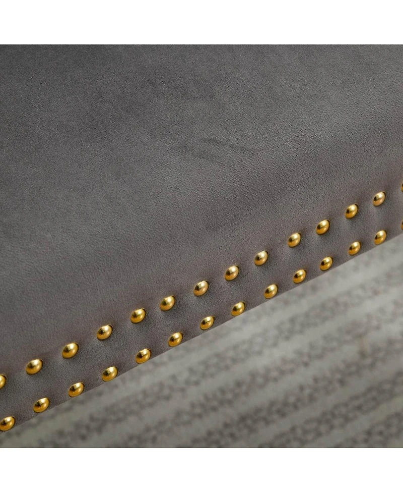 Streamdale Furniture Velvet Double Dining Loveseat Bench, 2-Seat Tufted Bench w/Gold Legs