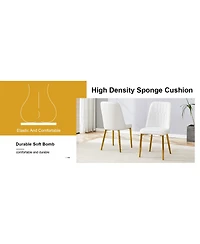 Streamdale Furniture 4 Modern Pu Leather Dining Chairs with Gold Legs