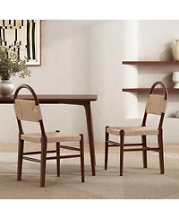 Streamdale Furniture Streamdale Modern Woven Dining Chair with Solid Wood Legs, Set of 2