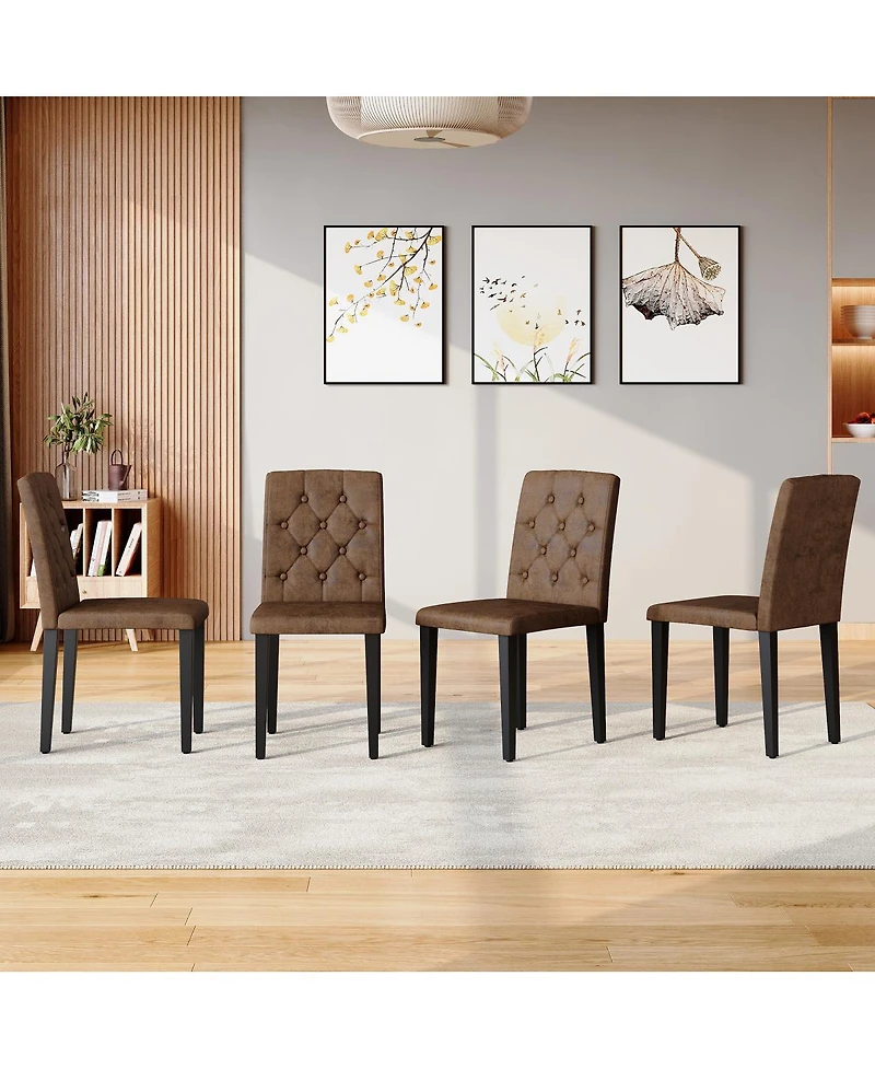 Streamdale Furniture 4-Pack Suede Dining Chairs with Button
