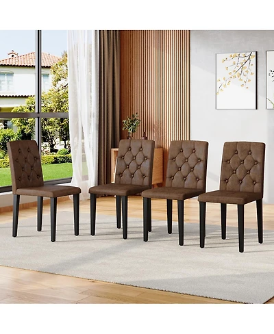 Streamdale Furniture 4-Pack Suede Dining Chairs with Button