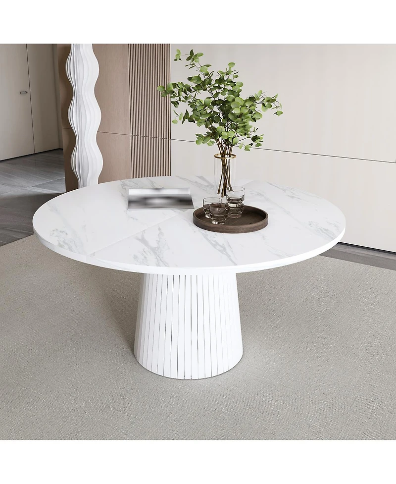 Streamdale Furniture Streamdale Round Mdf Dining Table for 4, Modern Farmhouse Kitchen Table