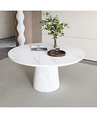 Streamdale Furniture Streamdale Round Mdf Dining Table for 4, Modern Farmhouse Kitchen Table