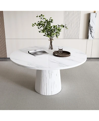 Streamdale Furniture Streamdale Round Mdf Dining Table for 4, Modern Farmhouse Kitchen Table