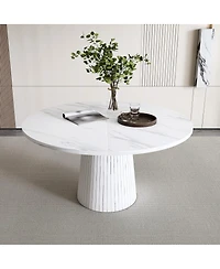 Streamdale Furniture Streamdale Round Mdf Dining Table for 4, Modern Farmhouse Kitchen Table