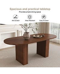 Streamdale Furniture Oval Dining Table for 6, Walnut Veneer, Modern Farmhouse, Waterproof, Scratch Resistant