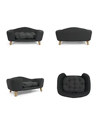 6thdruple Corduroy Dog Sofa with Rubber Wood Legs for Small Breeds