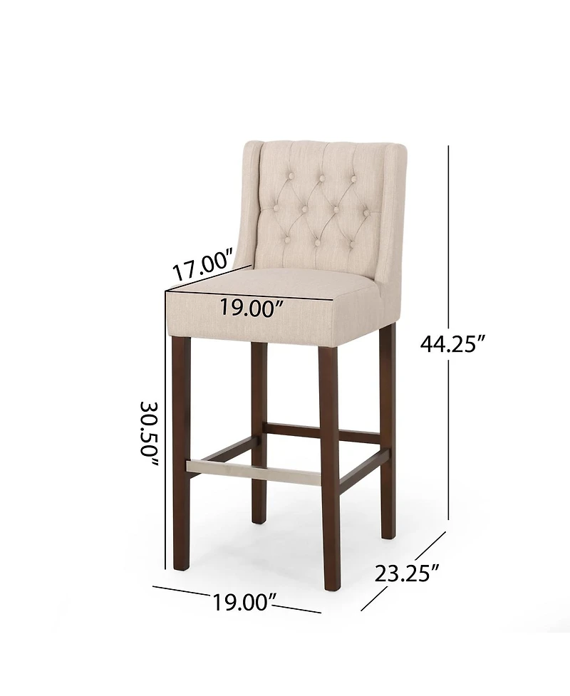 Streamdale Furniture Streamdale Modern Minimalist Metal Bar Stool, Beige, 30" Height, Fabric Seat