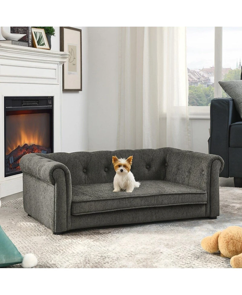 Modern Beige Raised Dog Sofa for Small and Medium Breeds