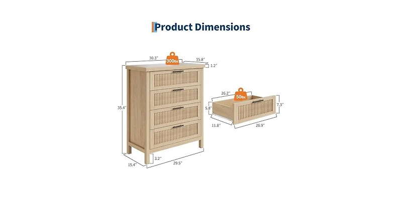 gaomon Fluted Dresser for Bedroom