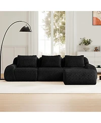 Streamdale Furniture Streamdale 114" Modern L-Shaped Flannelette Sectional Sofa, Oversized 3-Seater Couch