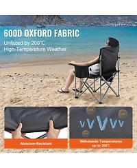 Mecale Portable Folding Camping Chair for Adults with Lumbar Support, Cup Holder and Cooler Bag