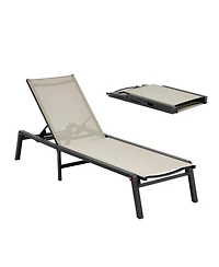 Mecale Foldable Outdoor Chaise Lounge Chair with 5 Positions, 400 lb Capacity
