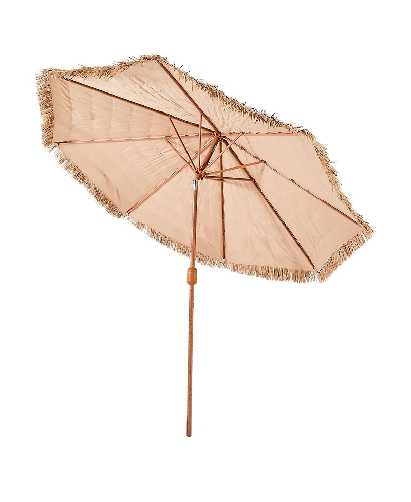 Mecale 9 Ft Thatched Tiki Patio Umbrella with Tilt and Metal Ribs