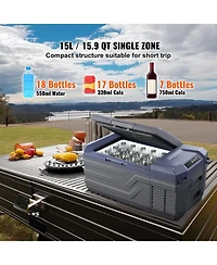 Mecale 15 L 12 Volt Single Zone Car Refrigerator with -4°F to 68°F Range