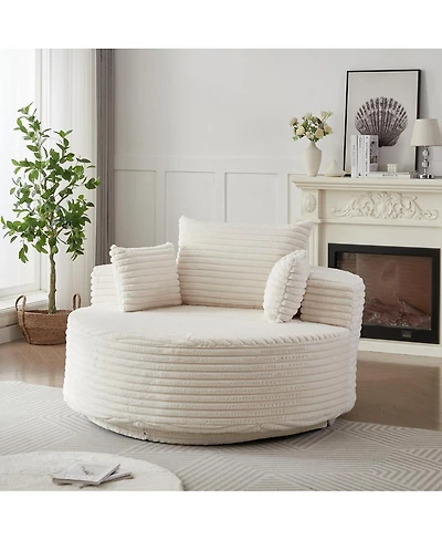 Streamdale Furniture Streamdale 55" Corduroy Foam Swivel Chair, Modern Sleeper