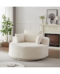 Streamdale Furniture Streamdale 55" Corduroy Foam Swivel Chair, Modern Sleeper