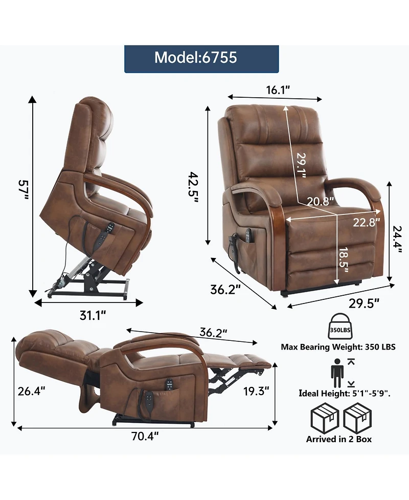 Streamdale Furniture Power Leatheraire Lift Recliner Heat Massage