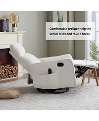 Streamdale Furniture Beige Fabric Heat Massage Rocker Swivel Recliner