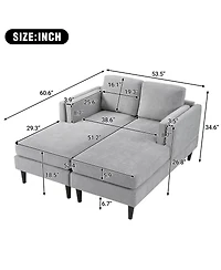 Streamdale Furniture Modern Chaise Lounge Sofa Bed 53.5" Upholstered Sofa Couch