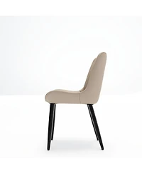 Streamdale Furniture Set of 4 Modern Pu Leather Dining Chairs with Thick Cushions & Metal Legs