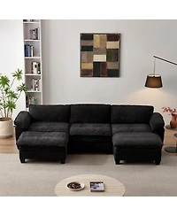 Streamdale Furniture Living Room Furniture Sofa Luxury Couch Three Seater with Two Ottomans
