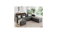 gaomon Modular Sectional Sleeper Sofa Bed with Three Ottomans Seven Seat Storage Sectional Couch Oversized Living Room