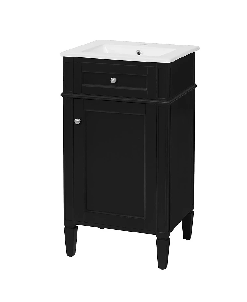 Sillysis 18" Bathroom Vanity with Ceramic Sink, Compact Mdf Storage, Soft Close Door, Modern French Style for Small