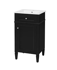 Sillysis 18" Bathroom Vanity with Ceramic Sink, Compact Mdf Storage, Soft Close Door, Modern French Style for Small