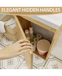 Sillysis 16" Wall Mounted Bathroom Vanity with Integrated Stone Sink Top, Modern Floating Design, Soft Close Door for Small Bathrooms