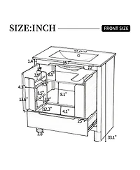 Sillysis 30" Modern Bathroom Vanity with Ceramic Sink, Soft Close Doors, Spacious Storage Drawer, Natural Freestanding Cabinet