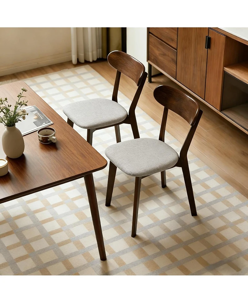 Streamdale Furniture Solid Wood Dining Chairs Set of 2, Mid Century Modern Upholstered Kitchen Chair