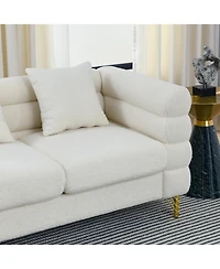 Streamdale Furniture Streamdale 60" Oversized 2-Seater Sectional Sofa, White Teddy
