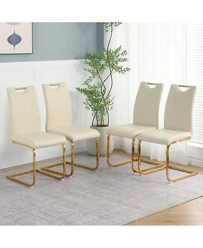 Streamdale Furniture Modern Pu Dining Chair with Gold Legs (Set of 4)