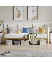 gaomon Twin Daybed with Trundle Metal Sofa Bed Set Daybed Frame with Steel Slat Support Multifunctional Guest Living Room