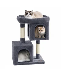 Aronkl 33.1-inch Cat Tree Tower with Large Perch 2 Caves Scratching Posts Sturdy Stable
