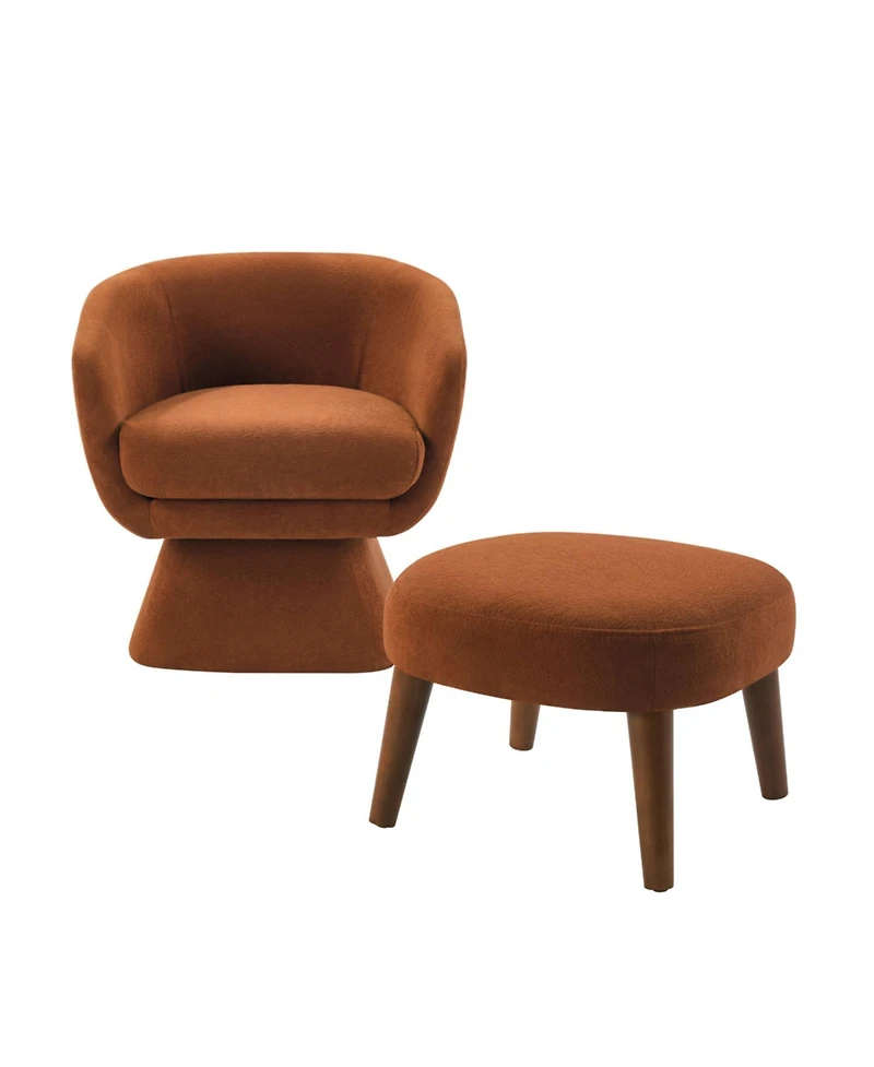 Boyel Living Modern Lazy Chair with Ottoman, 360° Swivel Accent Chair, Upholstered Reading Chair with Footrest for Small Spaces