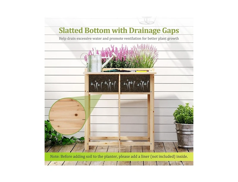 Slickblue Raised Garden Planter with Legs and Side Table for Patio