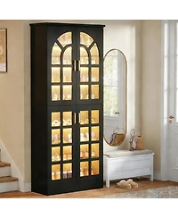 Tribesigns 68.94" Tall Shoe Cabinet with Doors and Led Lights, 8-Tier Wooden Rack Organizer Adjustable Shelves