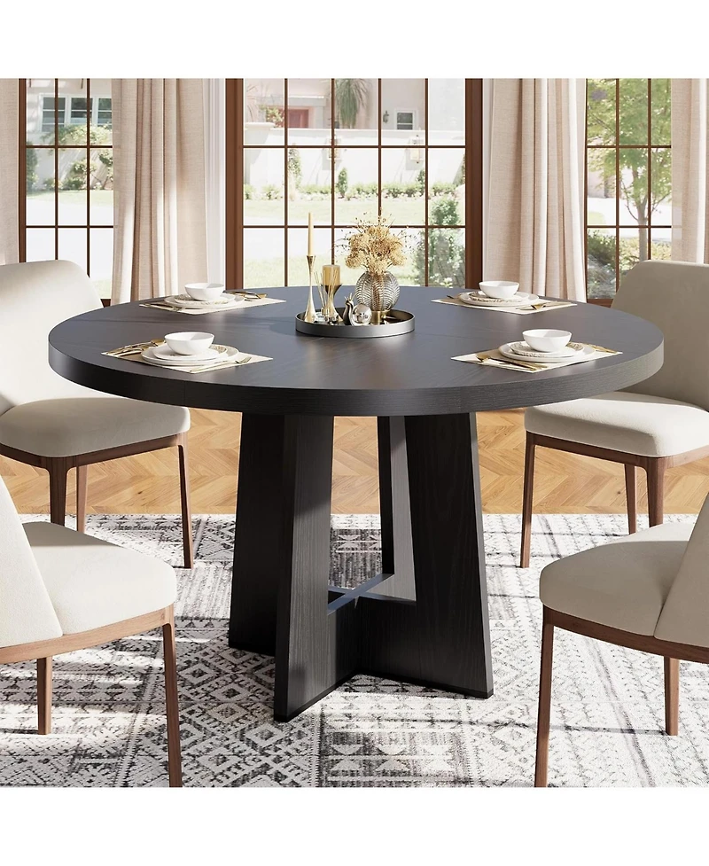 gaomon 47" Round Dining Table with Thickened Edge and Sturdy Pedestal Base