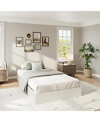 gaomon Wood Platform Bed with Sturdy Wooden Slats, Floor-Standing Bed Frame, Modern Minimalist Design Bed Frame