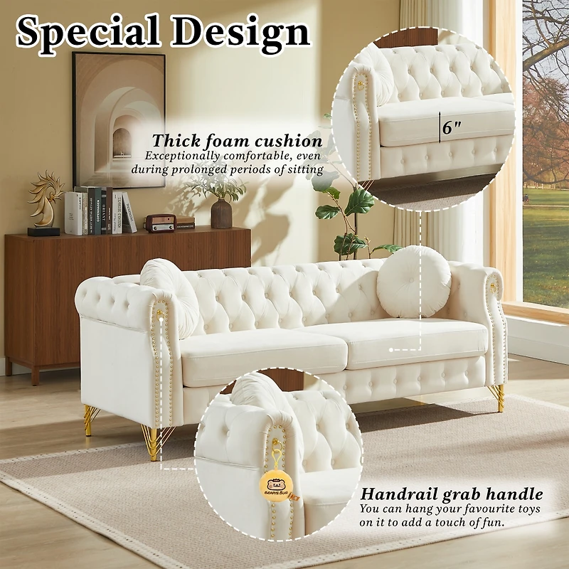 Streamdale Furniture Customizable Armrest Sofa with Velvet Fabric