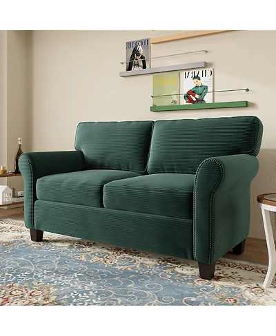 Streamdale Furniture Modern Corduroy 2-Seater Sofa with Removable Cushions & Padded Armrests